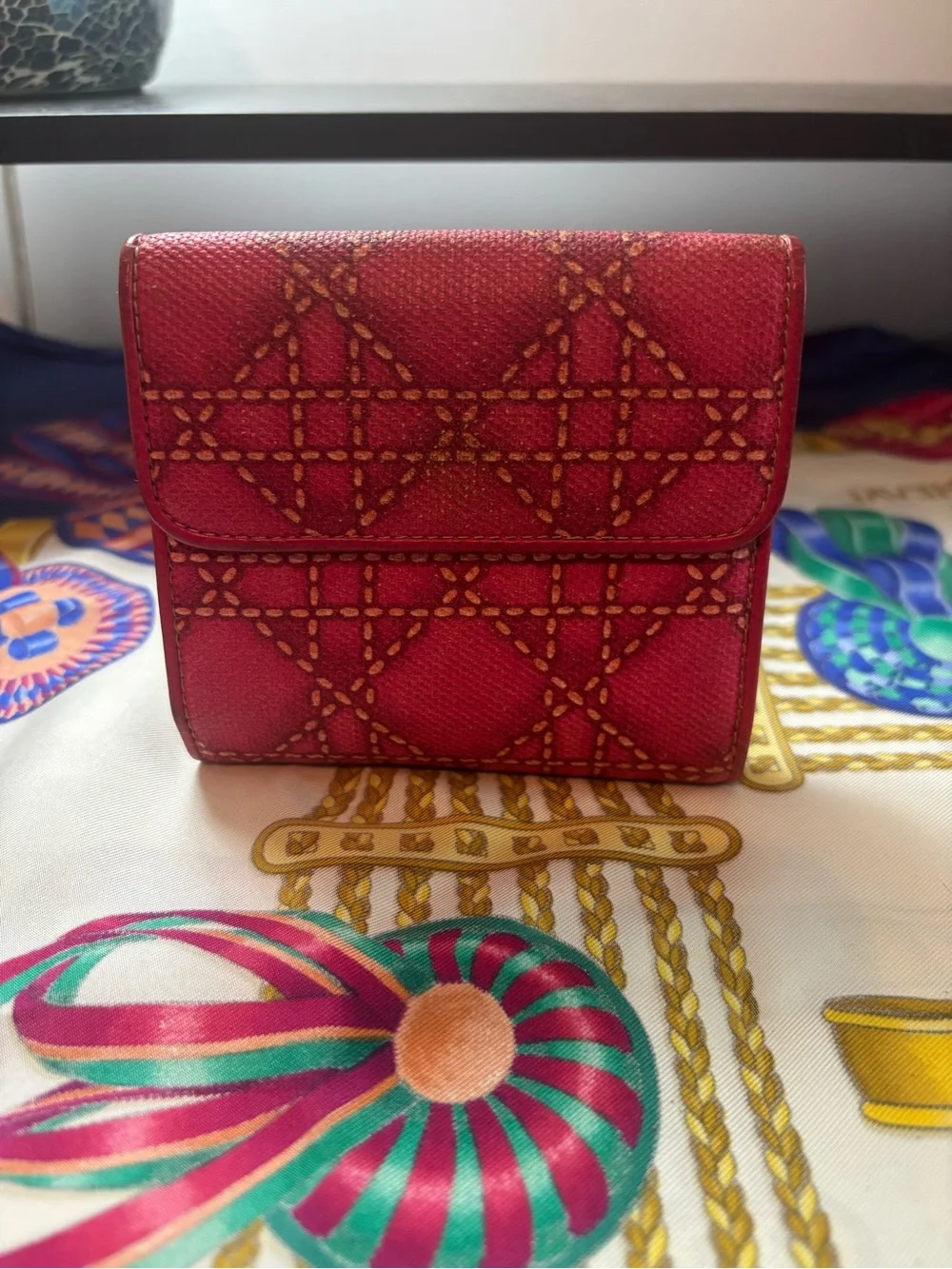 AUTHENTIC Christian Dior Lady Dior Charm Wallet - Pink Cannage Stitching EUC - Picture 3 of 9